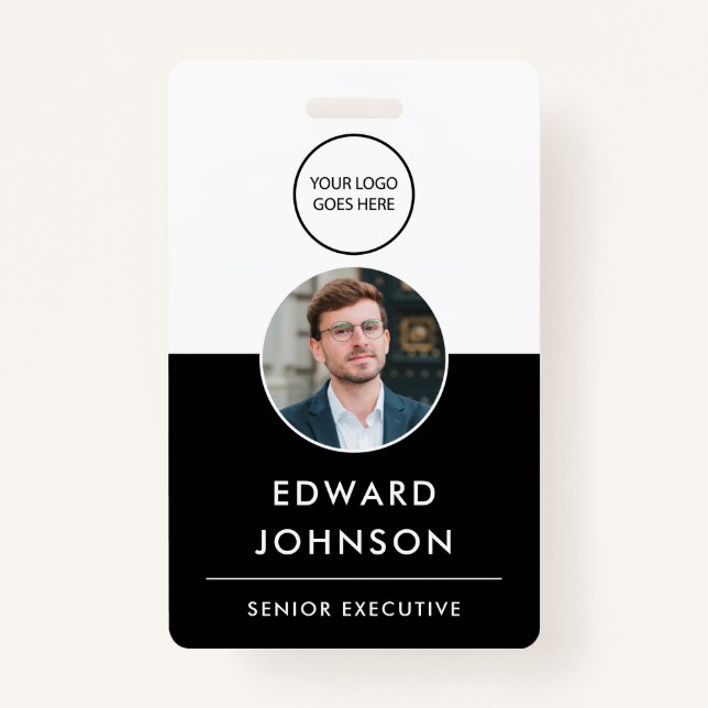 Modern Company Photo ID Barcode Card Employee ID Badge (Front)