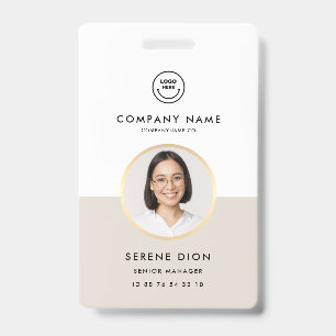 Modern Company Staff Employee ID White Sand Photo Badge