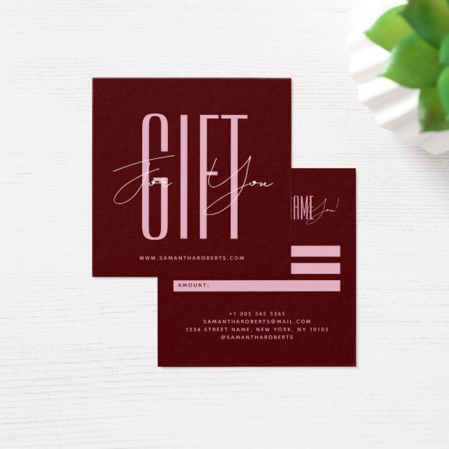 Modern company typography script red gift card (Desk)