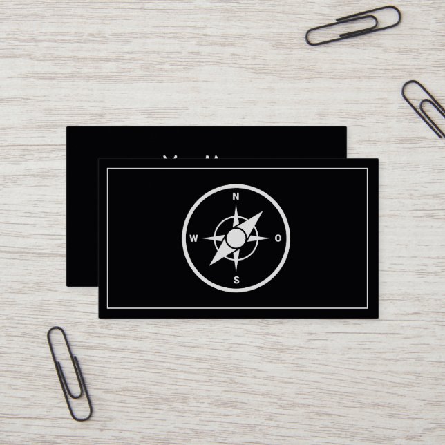 Modern Compass Gold Nautical Business Card (Front/Back In Situ)