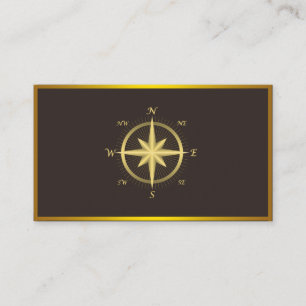 Modern Compass Gold Nautical Business Card
