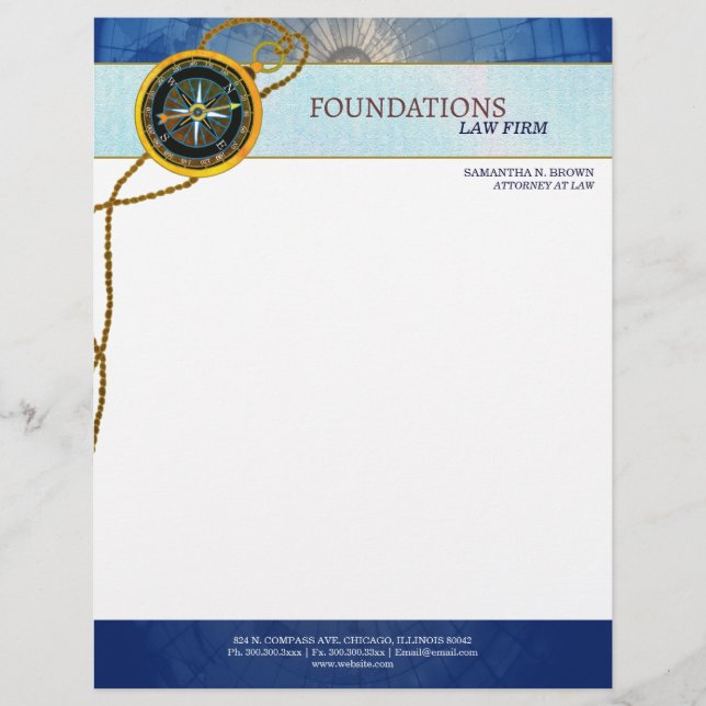 Modern Compass Legal Business Personalised Letterhead (Front)