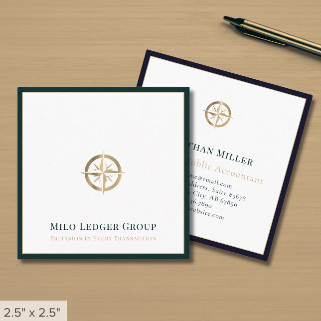 Modern Compass Logo Square Business Card (Creator Uploaded)