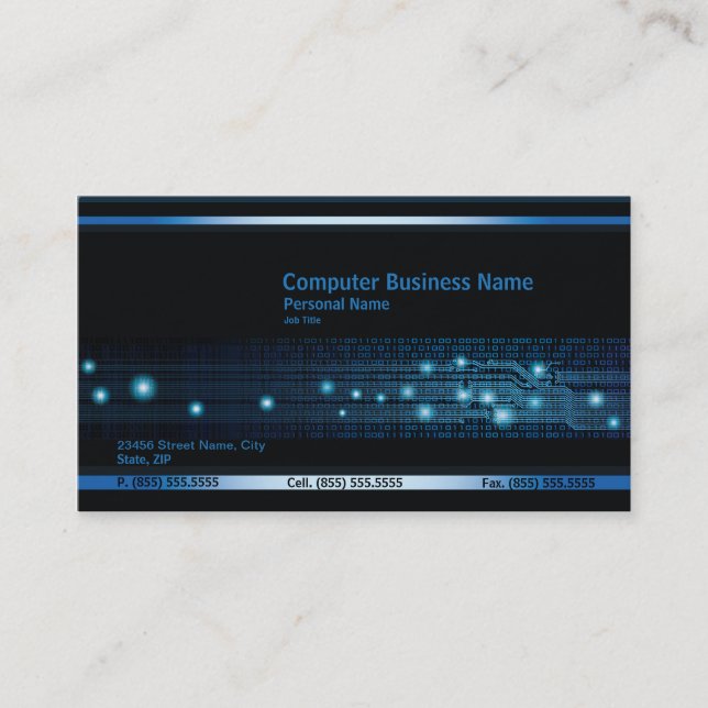 Modern Computer Business Business Card (Front)
