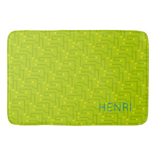 Modern Computer Circuit Board Kids NAME Colourful Bath Mat