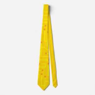 Modern Computer Circuit Board yellow orange men Tie