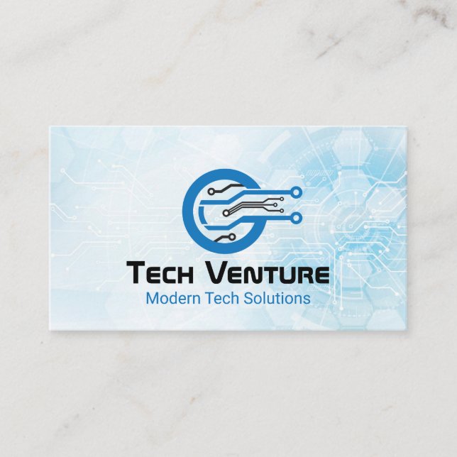 Modern Computer Science Tech Logo Business Card (Front)