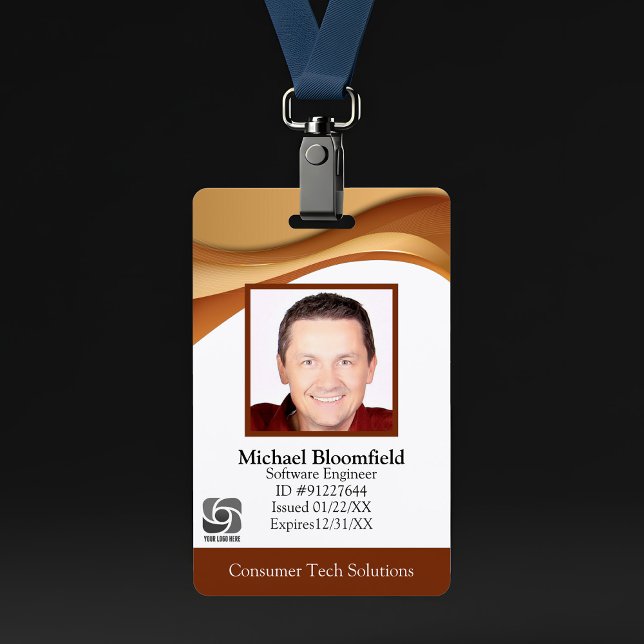 Modern Computer Software Company Gold Brown ID Badge (Creator Uploaded)