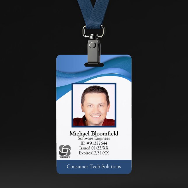 Modern Computer Software Company IT Repair Blue ID ID Badge (Creator Uploaded)