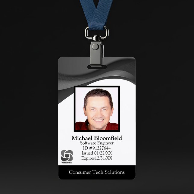 Modern Computer Software Company Repair Black ID ID Badge (Creator Uploaded)