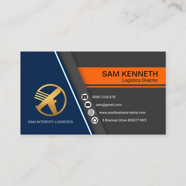 Modern Concise Chic Professional Logistics Manager Business Card (Front)