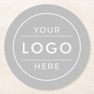 Modern Concrete Grey Custom Business Logo Round Paper Coaster