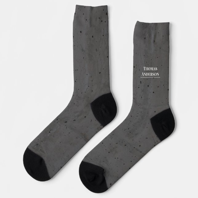 Modern Concrete White and Dark Grey Socks (Left)
