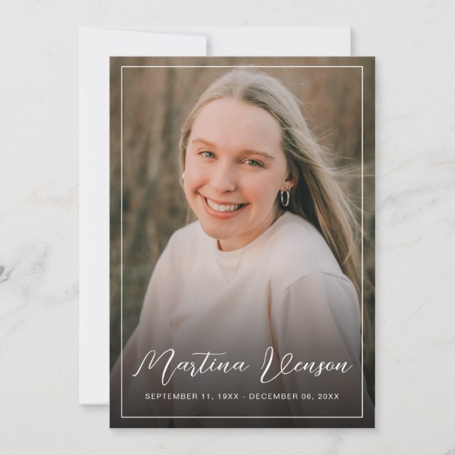 Modern Condolence Memorial Sympathy Funeral Photo Thank You Card (Front)