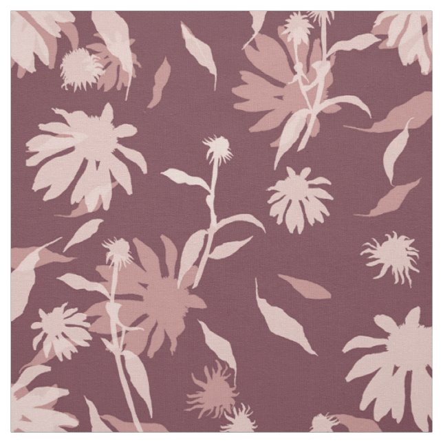 Modern Coneflowers Floral Pattern Pale Purple Fabric (Swatch)