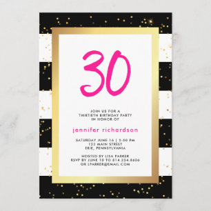 Modern Confetti   30th Birthday Party Invitation