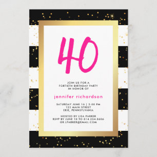 Modern Confetti 40th Birthday Party Invitation