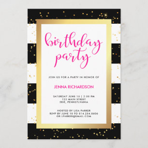 Modern Confetti Birthday Party Invitation