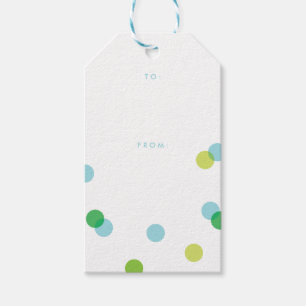 Modern Confetti Blue and Green Polk a Dot Gift Tags