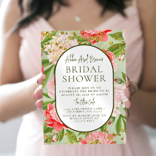 Modern Confetti Botanical Bridal Shower Invitation