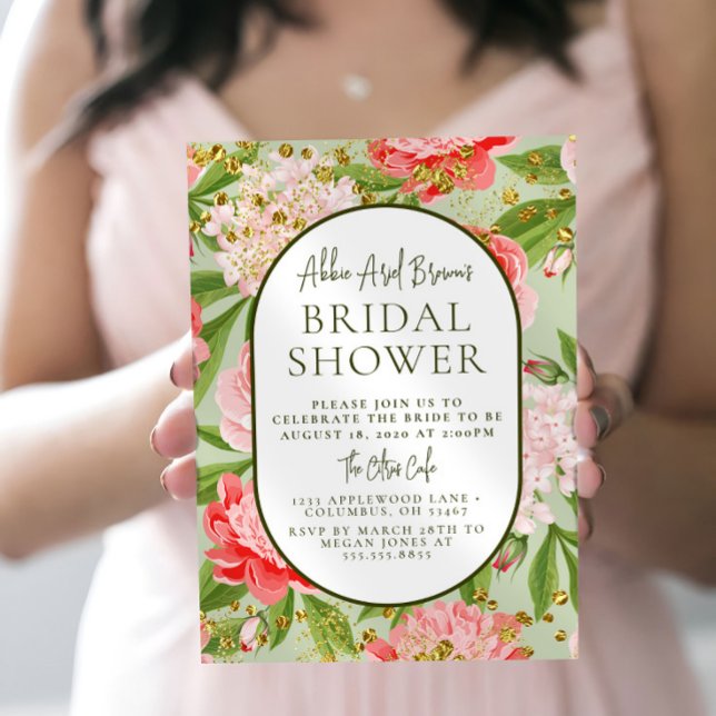 Modern Confetti Botanical Bridal Shower Invitation (Creator Uploaded)