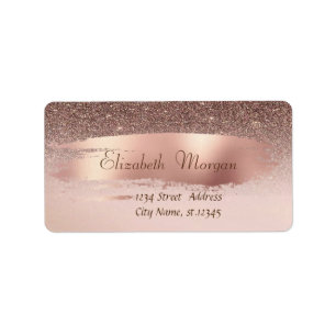 Modern Confetti, Brush Stroke,Brown Glitter Label