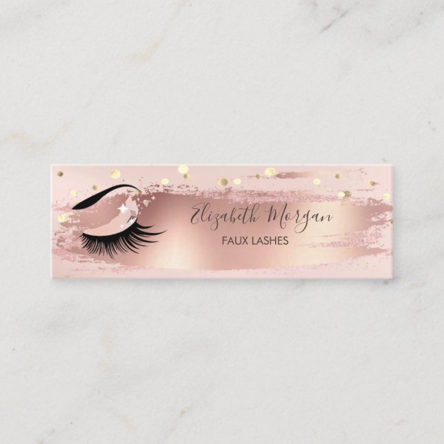 Modern Confetti, Brush Stroke,Faux Lashes Mini Business Card (Front)