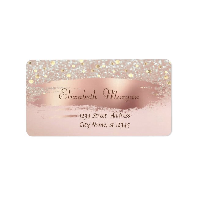 Modern Confetti,  Brush Stroke, Glitter Bokeh Label (Front)