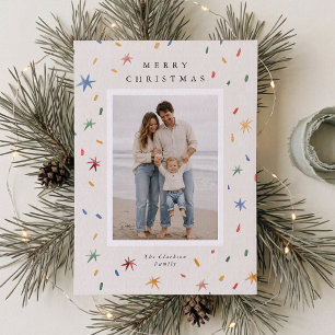Modern Confetti Christmas Photo Card