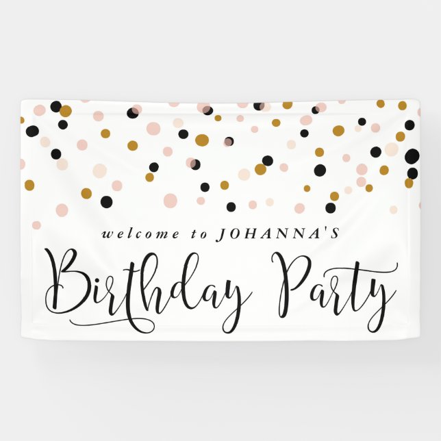 Modern Confetti Dots Birthday Party Banner (Horizontal)