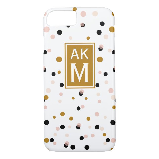 Modern Confetti Dots Monogram iPhone 7 Case (Back)