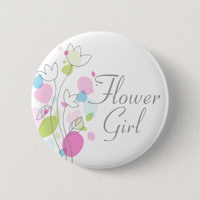 Modern Confetti flower girl wedding pin / button (Front)