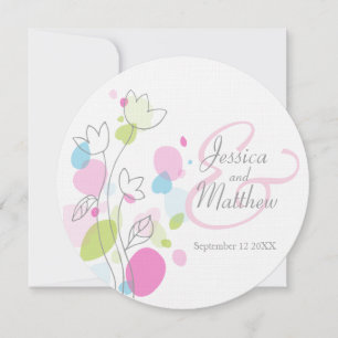 Modern confetti flower petal round wedding invite