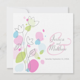 Modern confetti flower petal square wedding invite