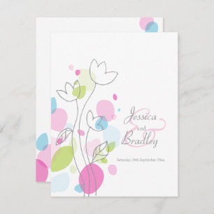 Modern confetti flower petals colourful wedding invitation