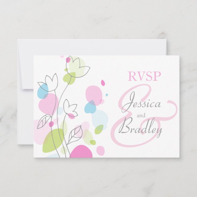 Modern confetti flower petals formal wedding RSVP (Front)
