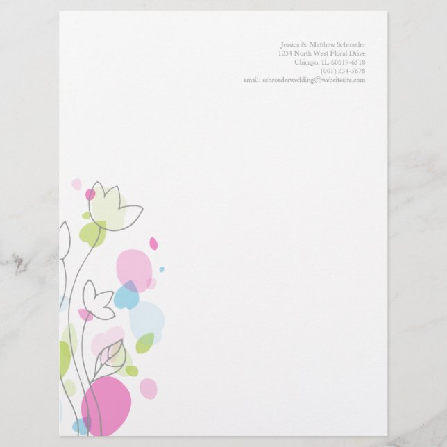 Modern confetti flower petals letterhead design (Front)