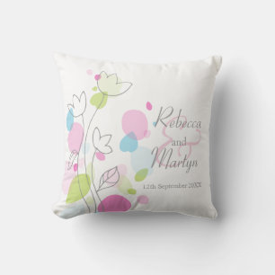 Modern confetti flower petals wedding pillow