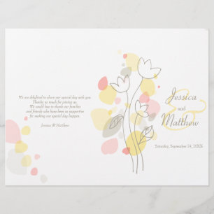 Modern confetti flower petals Wedding Programme