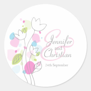 Modern confetti flower petals wedding sticker