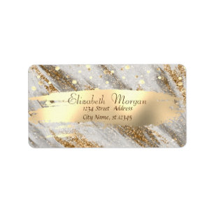 Modern Confetti,Gold Glitter Brush Stroke Label