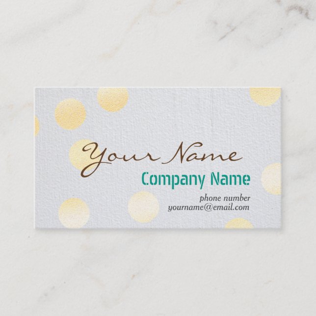 Modern Confetti Gold Polka Dot Paper Texture Business Card (Front)