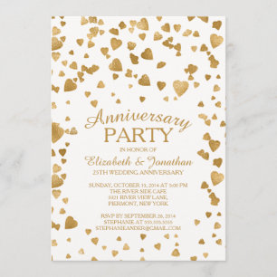 Modern Confetti Heart Anniversary Party Invitation
