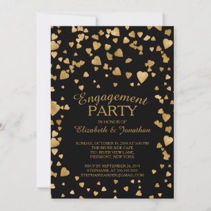 Modern Confetti Heart Engagement Party Invitation