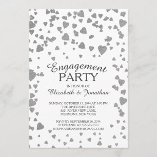 Modern Confetti Heart Engagement Party Invitation
