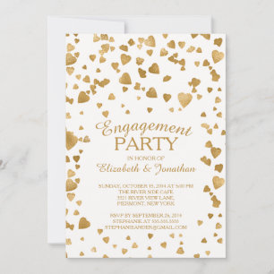 Modern Confetti Heart Engagement Party Invitation