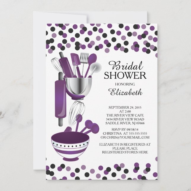 Modern Confetti Kitchen Bridal Shower Invitations (Front)