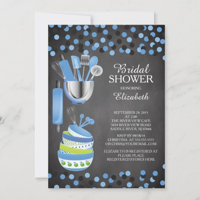 Modern Confetti Kitchen Bridal Shower Invitations (Front)