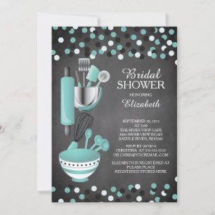 Modern Confetti Kitchen Bridal Shower Invitations
