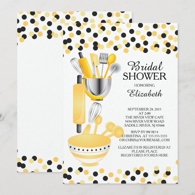 Modern Confetti Kitchen Bridal Shower Invitations (Front/Back)